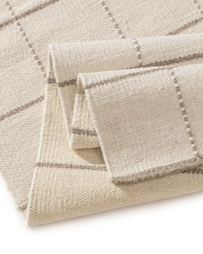 Tapis couloir en coton et laine beige dans plusieurs mesures
