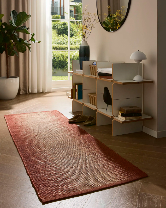 Tapis couloir de coton et jute terre cuite dans plusieurs mesures