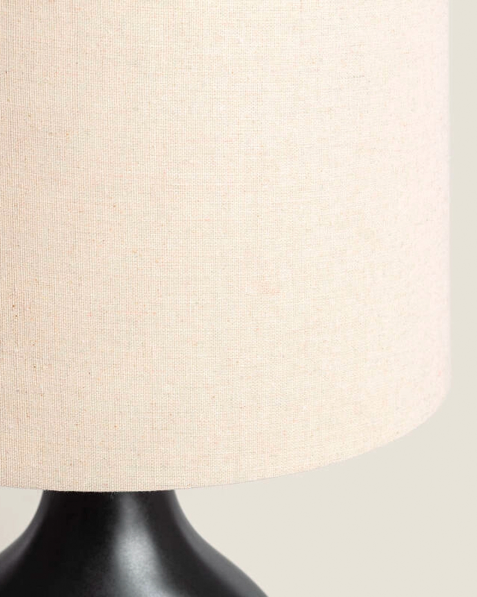 Lampadaire en céramique et lin noir 47cm