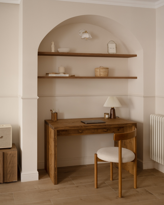 Table de bureau en ton chêne foncé en varias medidas