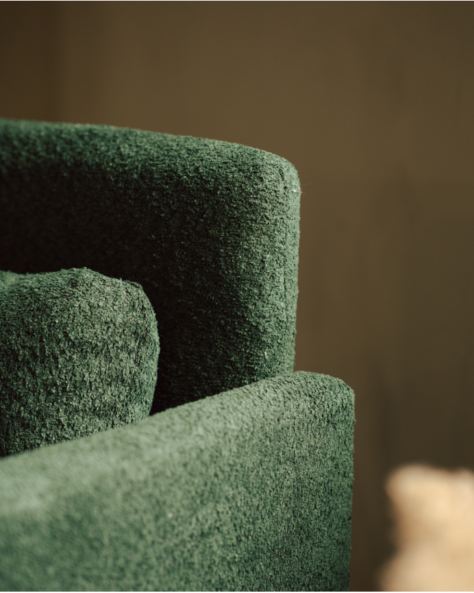 Fauteuil revêtu en tissu mouton vert 75x79cm