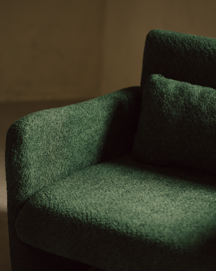 Fauteuil revêtu en tissu mouton vert 75x79cm