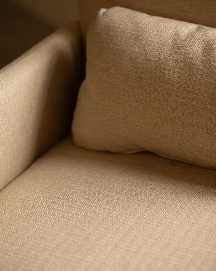 Fauteuil revêtu en tissu beige 75x79cm