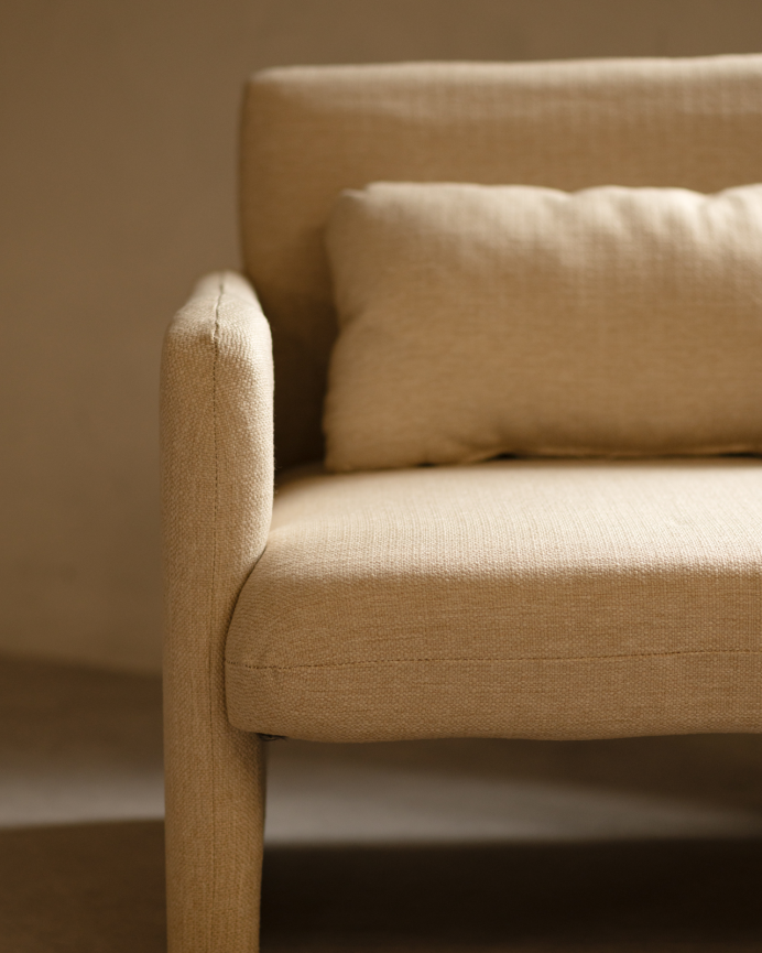 Fauteuil revêtu en tissu beige 75x79cm