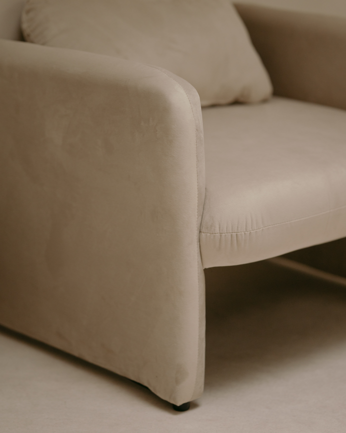 Fauteuil revêtu en velours beige 75x79cm
