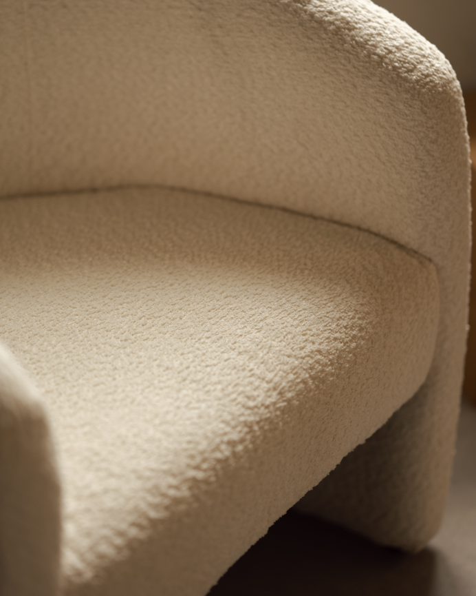 Fauteuil rond revêtu en tissu mouton blanc 80x85cm