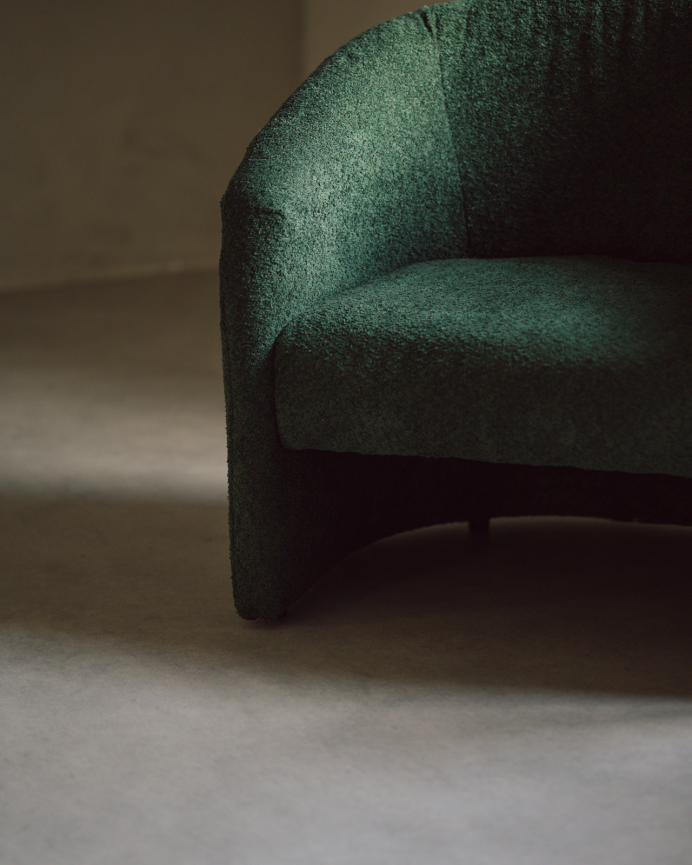 Fauteuil rond revêtu en tissu mouton vert 80x85cm