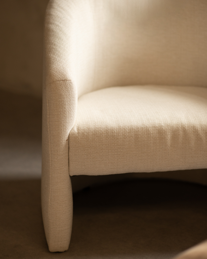 Fauteuil rond revêtu en tissu blanc 80x85cm