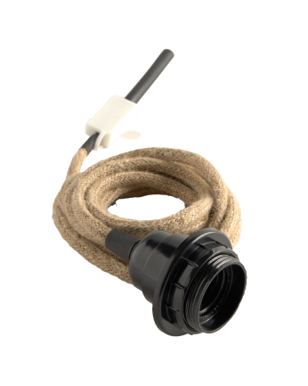 Câble électrique avec douille E27 couleur naturelle et boîtier de jonction. Câble E27 225 V