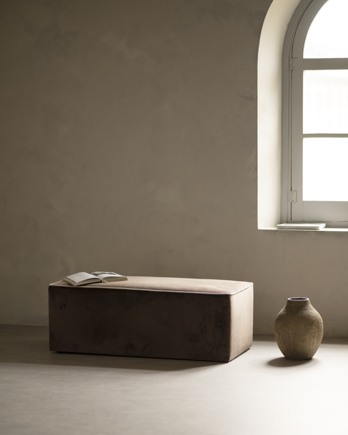 Banc en velours marron 122x42cm