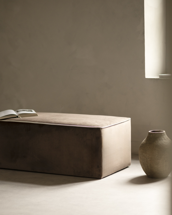 Banc en velours marron 122x42cm