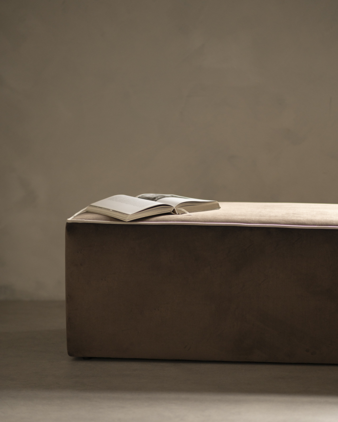 Banc en velours marron 122x42cm