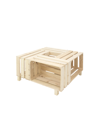 Tavolino in legno massello in tonalità naturale di 75x75x32,5cm
