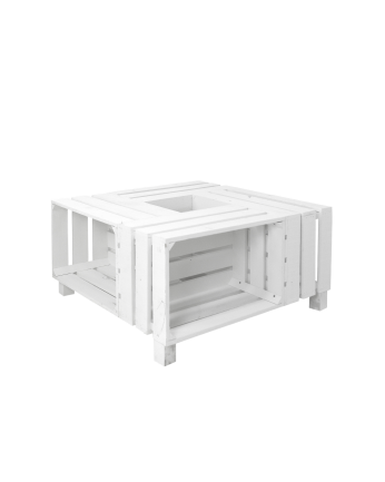 Tavolino in legno massello di colore bianco 75x75x32,5cm