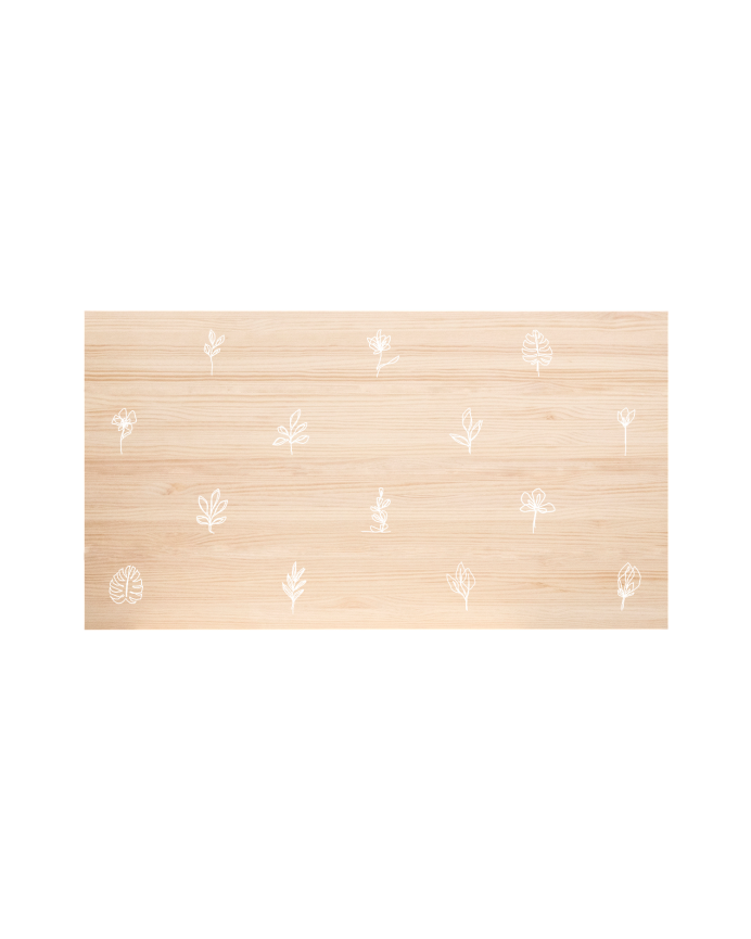 Testiera in legno massello con motivo floreale one line in tono naturale di varie misure
