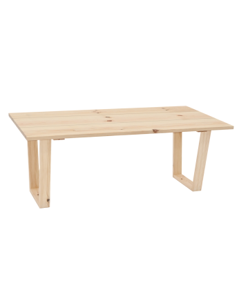 Tavolo da centro in legno massello con finitura naturale di 120x60cm.