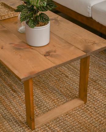 Tavolo da centro in legno massello finitura rovere scuro di 120x60cm