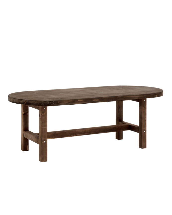 Tavolino da salotto in legno massello color noce di 120x40cm.