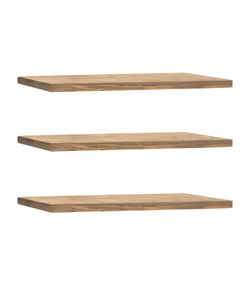 Pacchetto di 3 mensole flottanti in legno massello, finitura rovere scuro, varie misure