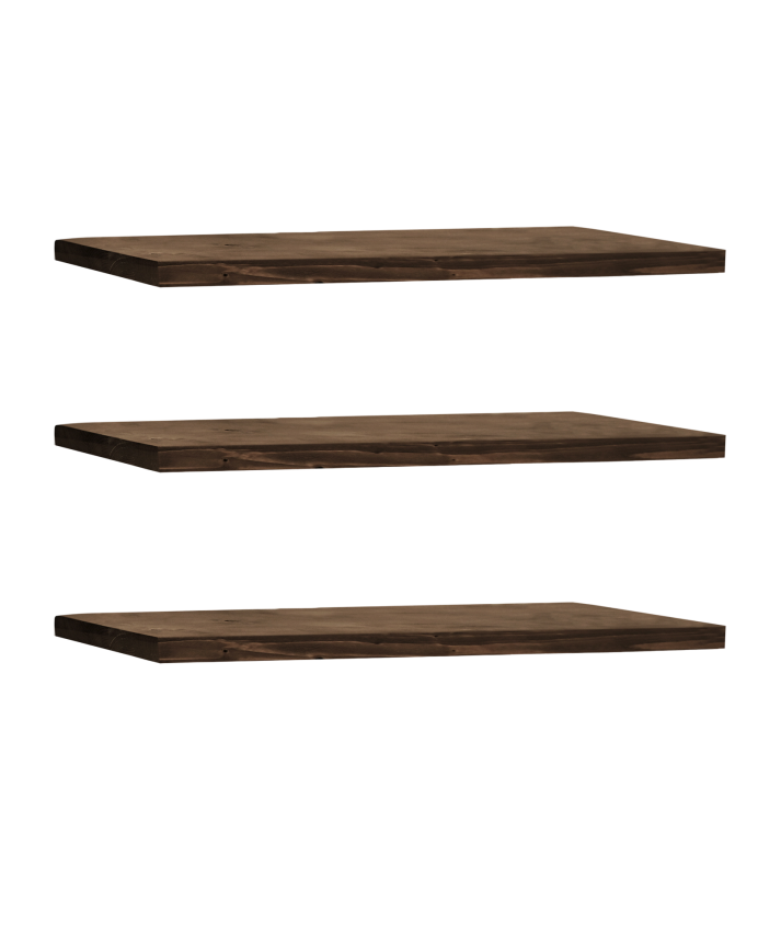 Pacchetto di 3 mensole flottanti in legno massello finitura noce di varie misure