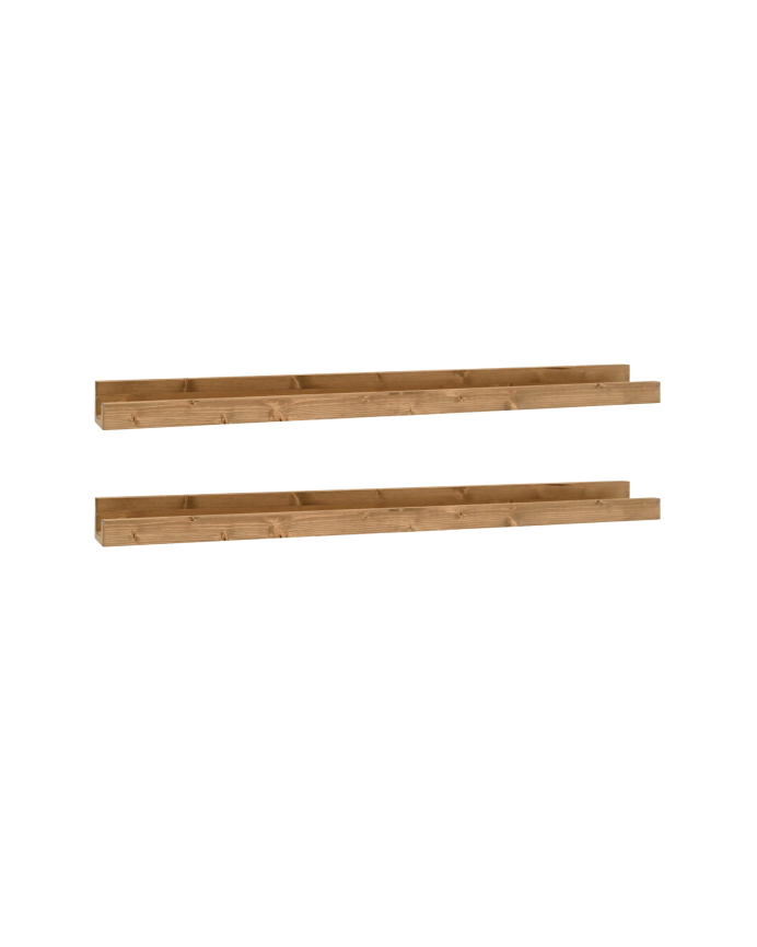 Pacco 2 mensole flottanti in legno massello colore rovere scuro diverse dimensioni