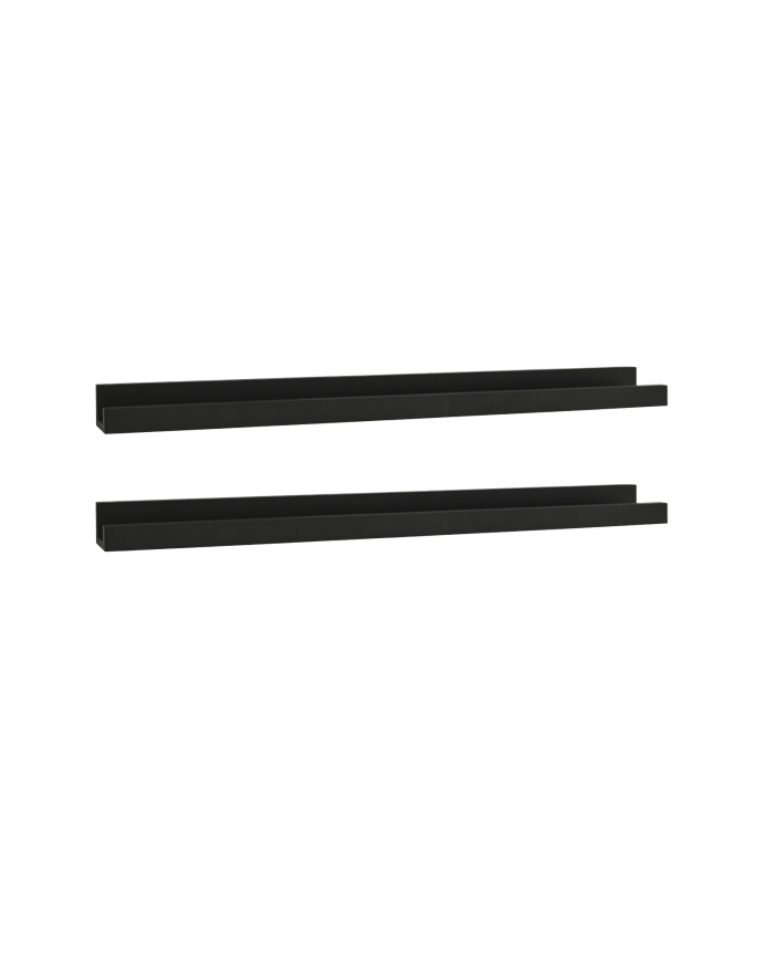 Pacchetto da 2 mensole flottanti in legno massello di colore nero in varie misure