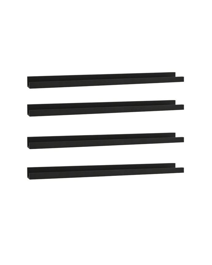 Pacchetto 4 mensole flottanti in legno massello colore nero diverse misure