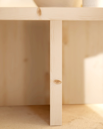 Pacchetto di 2 tavolini rotondi in legno massello in tono naturale 80x80cm