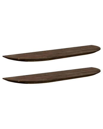 Pacchetto di 2 mensole rotonde galleggianti in legno massello color noce di varie misure