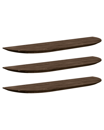 Pacchetto 3 mensole fluttuanti rotonde in legno massello colore noce in varie dimensioni