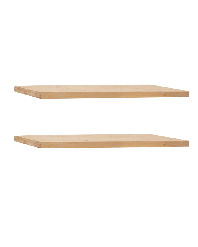 Pacchetto di 2 mensole flottanti in legno massello con finitura quercia media, varie misure