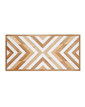 Testiera in legno massello in tonalità di rovere scuro, naturale e bianco di 163x84cm.