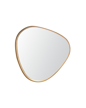Specchio realizzato in metallo con finitura dorata.