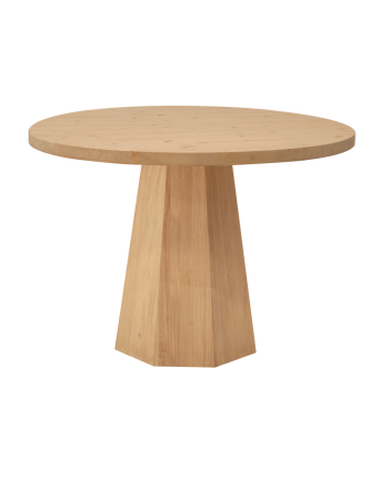 Tavolo da pranzo rotondo in legno massello in tonalità di rovere medio di Ø115