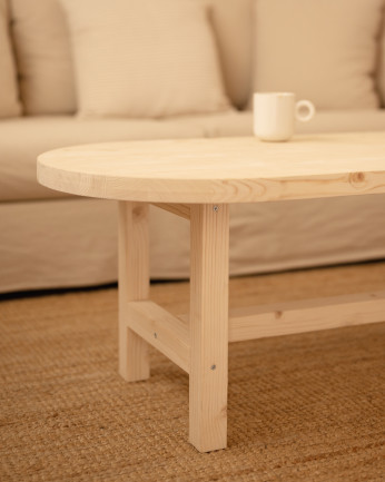 Tavolino in legno massello in tonalità naturale di 120x40cm