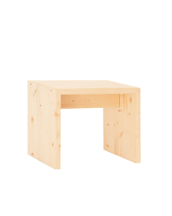 Tavolino / Sgabello in legno massello in tonalità naturale di 45x50cm
