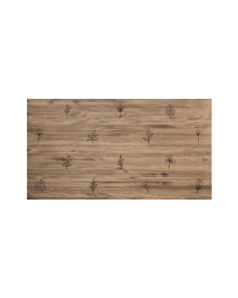 Testiera in legno massello con stampa a motivo Floreale one line in tonalità di rovere scuro di varie misure