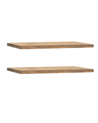 Pacchetto 2 mensole flottanti in legno massello con finitura rovere scuro diverse misure