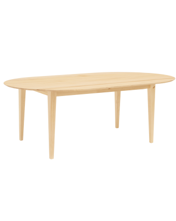 Tavolo da pranzo ovale in legno massello in tonalità naturale di varie dimensioni