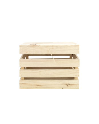 Baule in legno massello in tonalità naturale di 39x33x30,5cm