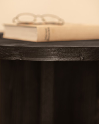 Pacchetto 2 tavolini rotondi in legno massello in tonalità nera 80x80cm