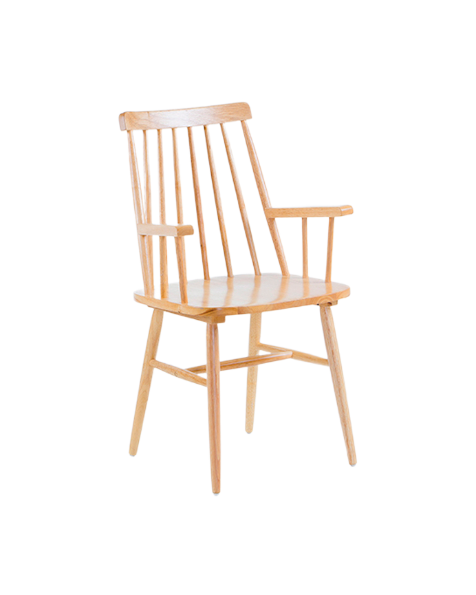 Sedie in legno massello di gomma verniciato di colore naturale con braccioli di 87x51cm