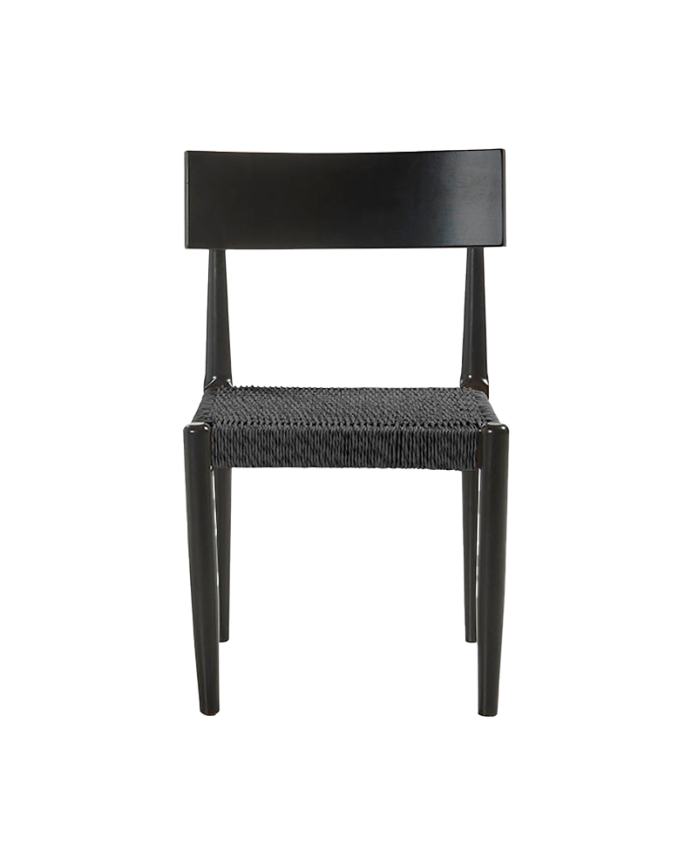 Sedia in legno massello con seduta in corda di colore nero di 77,5 cm