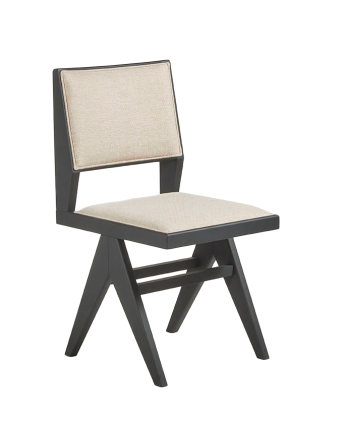 Sedia in legno massello con seduta rivestita in tono nero di 88cm