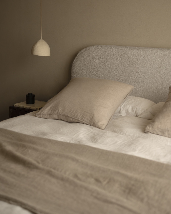Copertura per testata del letto in bouclé grigio chiaro di varie dimensioni