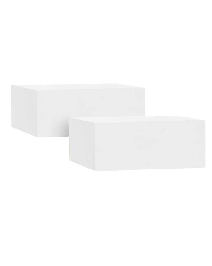 Pacchetto di due comodini fluttuanti in legno massello bianco da 40 cm