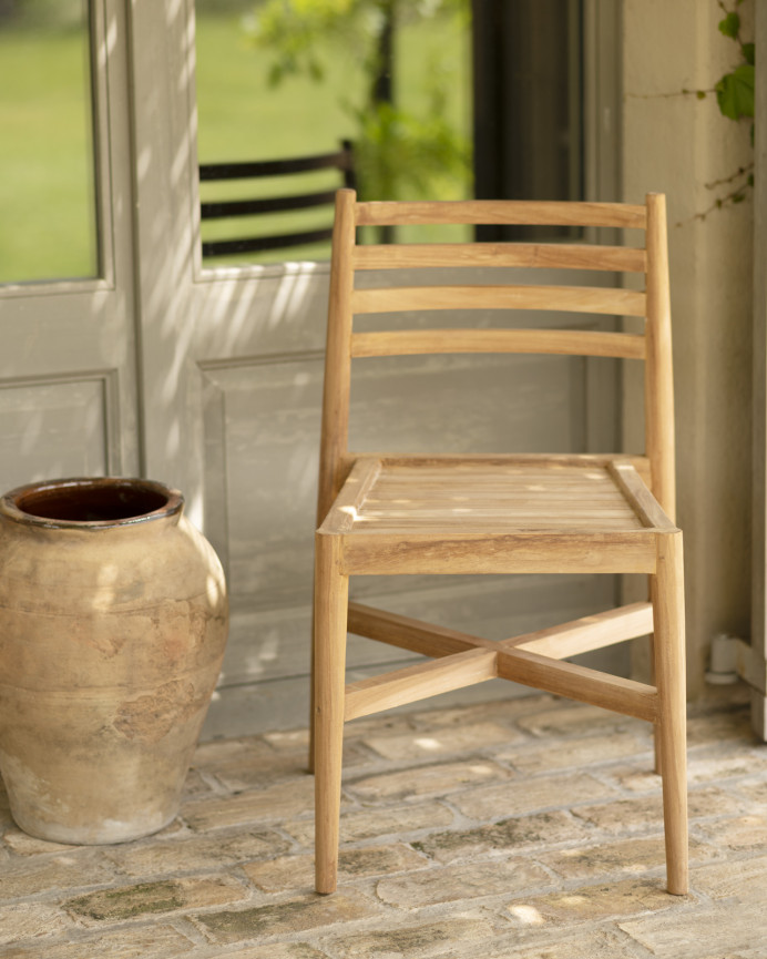 Pacco di 6 sedie in legno di teak da 80cm