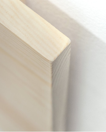 Testiera in legno massello con motivo geometrico marrone stampato in tonalità naturali di varie misure