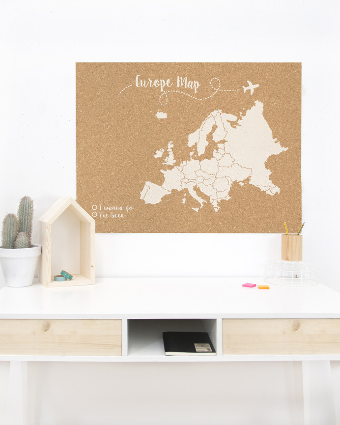 Mappa dell'Europa in sughero bianco di varie misure