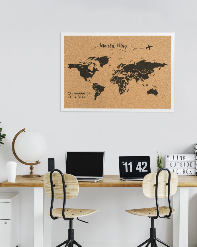 Mappa del mondo in sughero nero di varie misure